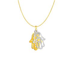 Two Layer Hamsa Pendant in 14K Two Tone Gold