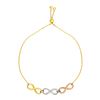 Image 1 : Adjustable Bracelet with Infinity Symbols in 14K Tri Color Gold