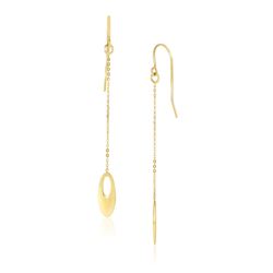 10K Yellow Gold Cutout Oval Chain Dangling Earrings