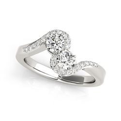 14K White Gold Curved Band Style Two Diamond Ring (5/8 ct. tw.)