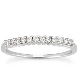 14K White Gold Raised Shared Prong Diamond Wedding Ring Band