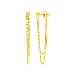 Hanging Chain Post Earrings in 14K Yellow Gold