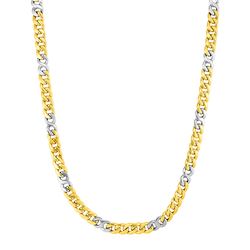 Mens Twisted Link Necklace in 14K Two Tone Gold