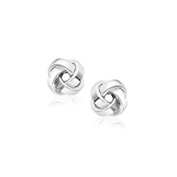 14K White Gold Classic Love Knot Stud Earrings