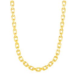Shiny Oval Link Necklace in 14K Yellow Gold