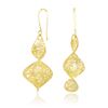 Image 1 : 14K Yellow Gold Spiral Earrings with Diamond Cuts and Mesh Design