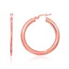 Image 1 : 14K Rose Gold Round Slim Design Hoop Earrings