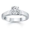 Image 1 : 14K White Gold Wide Cathedral Solitaire Engagement Ring