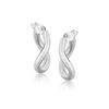 Image 1 : 14K White Gold Italian Twist Hoop Earrings (5/8 inch Diameter)