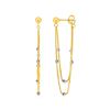 Image 1 : Hanging Chain Post Earrings with Bead Accents in 14K Yellow and White Gold