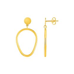 Shiny Pear Shaped Drop Earrings in 14K Yellow Gold