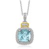 Image 1 : 18K Yellow Gold & Sterling Silver Popcorn Sky Blue Topaz and Diamond Pendant