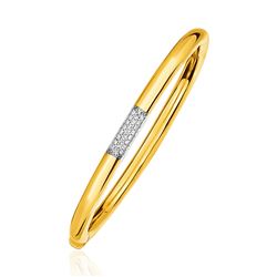 14K Gold and Diamond Domed Bangle Bracelet with Clasp (1/5 ct. tw.)