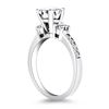 Image 1 : 14K White Gold Three Stone Engagement Ring with Diamond Band