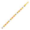 Image 1 : Graduated Flower Link Bracelet in 14K Tri Color Gold