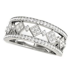 Diamond Studded Square Motif Ring in 14K White Gold (1/2 ct. tw.)