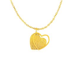 Two Layer Heart Pendant in 14K Yellow Gold