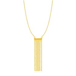 Necklace with Rectangular Bar and Chain Tassel in 14K Yellow Gold