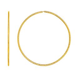 Large Textured Endless Hoop Earrings in 14K Yellow Gold