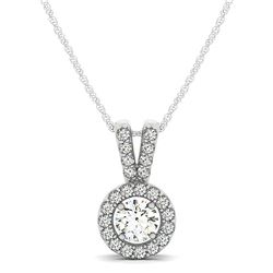 Round Pendant with Split Bail and Diamond Halo in 14K White Gold (3/4 ct. tw.)