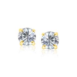 14K Yellow Gold 8.0mm Round CZ Stud Earrings