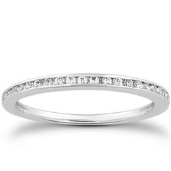 14K White Gold Slim Profile Diamond Channel Set Wedding Ring Band