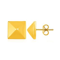 Square Pyramid Post Earrings in 14K Yellow Gold
