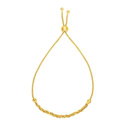 Adjustable Textured Chain Bracelet in 14K Yellow Gold