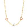 Image 1 : Necklace with Interlocking Rings in 14K Tri Color Gold