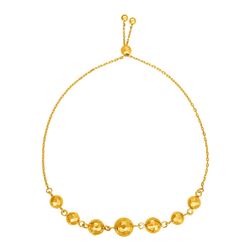Adjustable Bracelet with Textured Spheres in 14K Yellow Gold