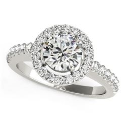 14K White Gold Classic Round Cut with Pave Halo Diamond Engagement Ring (1 1/2 ct. tw.)