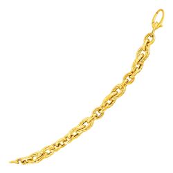 Shiny and Textured Teardrop and Round Link Bracelet in 14K Yellow Gold