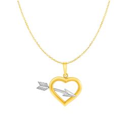 Heart and Arrow Pendant in 10K Two tone Gold