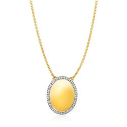 14K Yellow Gold Necklace with Oval Engraveable Diamond Pendant