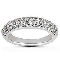 14K White Gold Triple Multi-Row Micro- Pave Diamond Wedding Ring Band