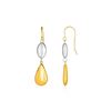 Image 1 : Two-Tone Puffed Oval and Teardrop Drop Earrings in 10K Yellow and White Gold