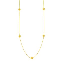 Station Necklace with Textured Love Knots in 14K Yellow Gold