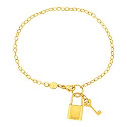 Bracelet with Lock and Key in 14K Yellow Gold