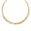 Image 1 : Graduated Leaf Link Necklace in 14K Tri Color Gold