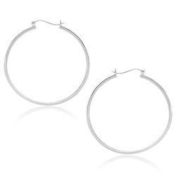 10K White Gold Polished Hoop Earrings (40mm)
