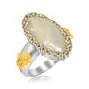 Image 1 : 18K Yellow Gold & Sterling Silver Golden Rutilated Quartz Fleur De Lis Ring