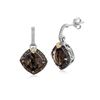 Image 1 : 18K Yellow Gold and Sterling Silver Smokey Quartz and Coffee Diamond Earrings