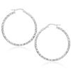 Image 1 : Large Textured Hoop Earrings in 10K White Gold