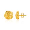 Image 1 : 14K Yellow Gold Post Earrings with Diamond Cut Leaf Pattern