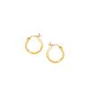 Image 1 : 14K Yellow Gold Slender Hoop Earring with Diamond-Cut Finish (15mm Diameter)