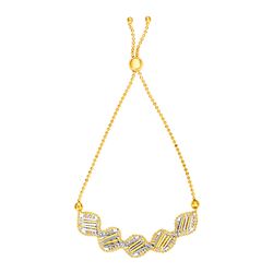 Textured Square Motif Adjustable Bracelet in 14K Yellow and White Gold