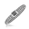 Image 1 : Sterling Silver Braided Black Sapphire Adorned Men's Bracelet