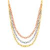 Image 1 : Three Strand Oval Link Necklace in 14K Tri Color Gold