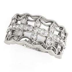 Diamond Studded Four Leaf Clover Motif Ring in 14K White Gold (1/4 ct. tw.)