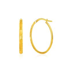 Shiny Oval Hoop Earrings in 10K Yellow Gold